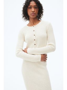 H&M - Women Beige Rib-Knit Cardigan