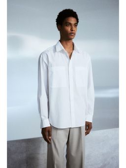 H&M - Men White Loose Fit Poplin Shirt