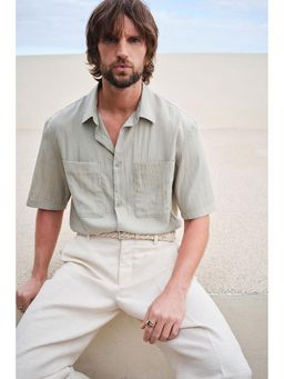 H&M - Men Beige Regular Fit Utility Shirt