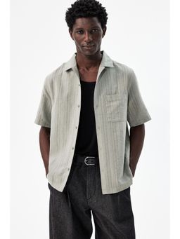 H&M - Men Green Regular Fit Linen-Blend Resort Shirt