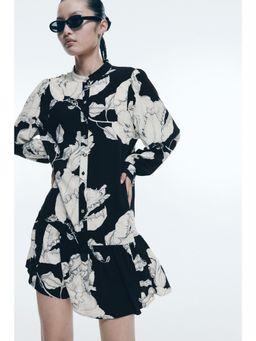 H&M - Women Black Patterned Viscose Dress