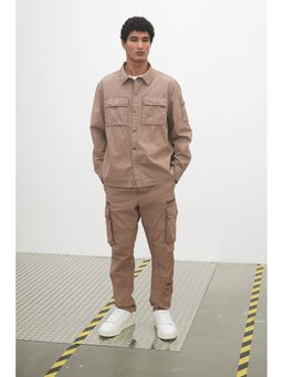 H&M - Men Beige Regular Fit Utility Overshirt