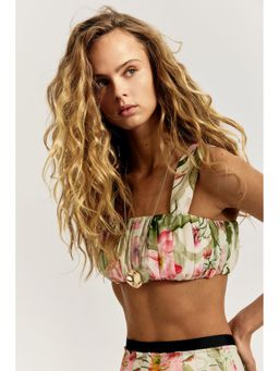 H&M - Women White Pleated Crop Top