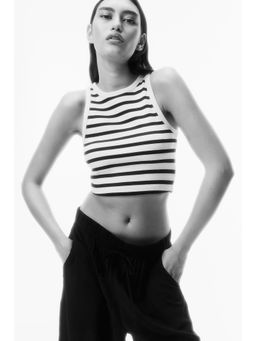 H&M - Women White Cropped Ribbed Vest Top