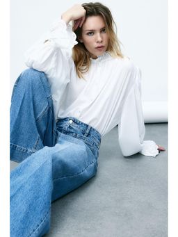 H&M - Women White Broderie Anglaise-Detail Blouse