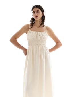 H&M - Women Beige Smock-Detail Poplin Dress