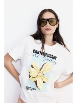 H&M - Women White Printed T-Shirt