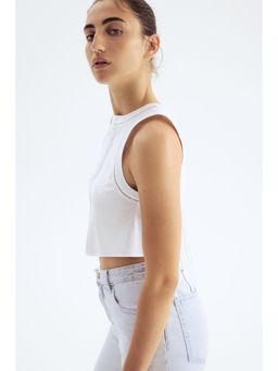 H&M - Women White Sleeveless Tie-Detail Blouse