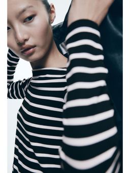 H&M - Women Black Boat-Neck Top