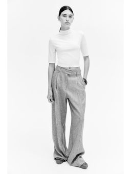 H&M - Women White Turtleneck Microfibre Top