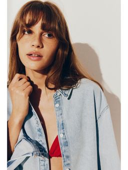 H&M - Women Turquoise Oversized Denim Shirt