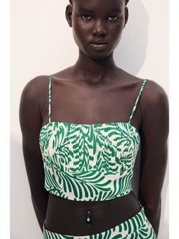 H&M - Women Green Linen-Blend Cropped Top