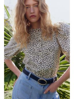 H&M - Women Beige Poplin Blouse