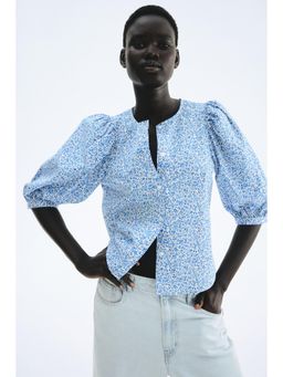 H&M - Women Blue Poplin Blouse