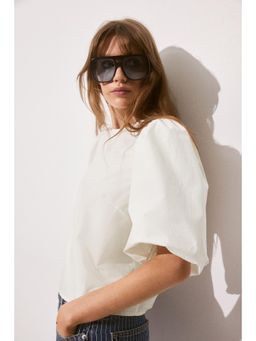 H&M - Women White Puff-Sleeved Blouse