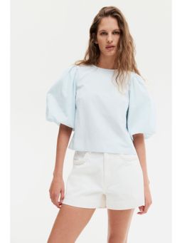 H&M - Women Blue Puff-Sleeved Blouse