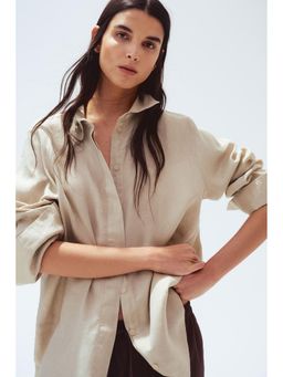 H&M - Women Beige Linen Shirt