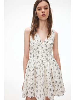 H&M - Women White Fla-Skirt Cotton Dress
