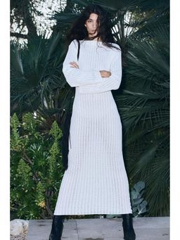 H&M - Women White Hole-Patterned Maxi Dress