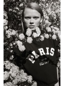 H&M - Women Blue Text-Motif Sweatshirt