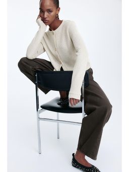 H&M - Women Beige Textu Jersey Cardigan