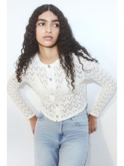 H&M - Women White Pointelle-Knit Cardigan