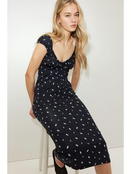 H&M - Women Black Drawstring-Detail Bodycon Dress