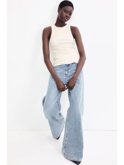 H&M - Women Beige Ribbed Vest Top