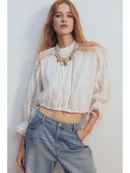 H&M - Women White Lace-In Cotton Blouse