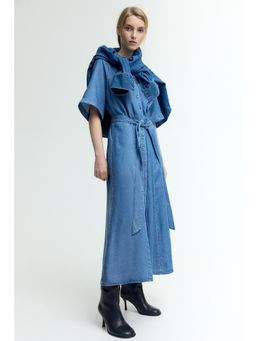 H&M - Women Blue Tie-Belt Denim Dress