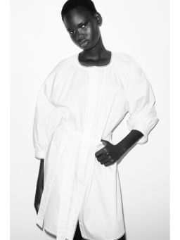 H&M - Women White Picot-Trimmed Dress