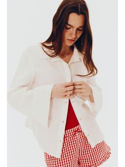 H&M - Women White Gathe Linen-Blend Shirt