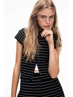 H&M - Women Black Short-Sleeved Fine-Knit Cardigan