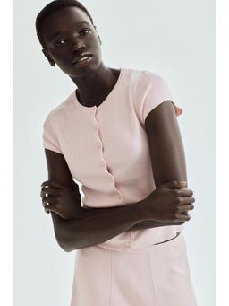 H&M - Women Pink Short-Sleeved Fine-Knit Cardigan