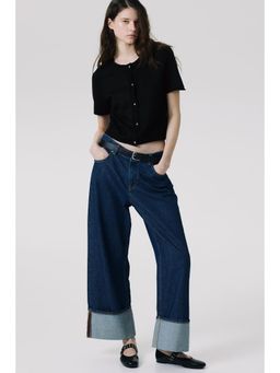 H&M - Women Black Short-Sleeved Fine-Knit Cardigan