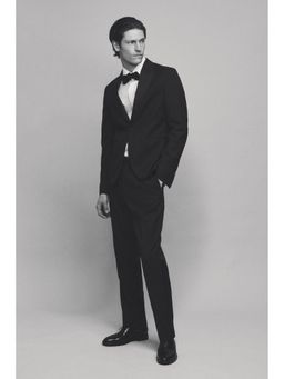 H&M - Men Black Slim Fit Wool-Blend Tuxedo Trousers