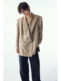 H&M - Women Beige Linen-Blend Blazer