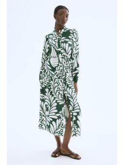 H&M - Women Green Long Puff-Sleeved Dress
