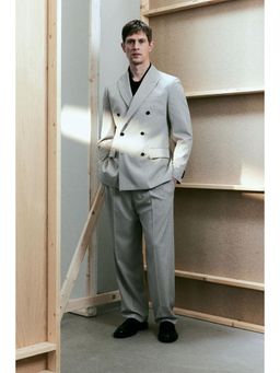 H&M - Men Beige Regular Fit Suit Trousers