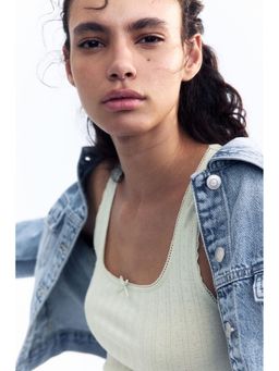 H&M - Women Green Pointelle Jersey Vest Top