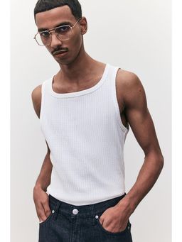 H&M - Men White Slim Fit Ribbed Vest Top