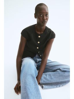 H&M - Women Black Button-Front Top
