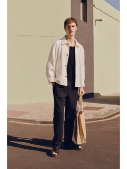 H&M - Men White Regular Fit Linen-Blend Jacket