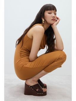 H&M - Women Beige Draped Midi Dress