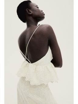 H&M - Women Beige Embroide Peplum Top