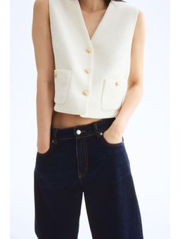 H&M - Women White Boucle Waistcoat