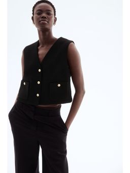 H&M - Women Black Boucle Waistcoat