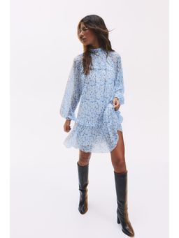 H&M - Women Blue Plisse Jersey Dress