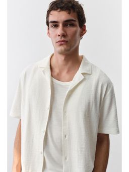 H&M - Men White Regular Fit Jersey Resort Shirt