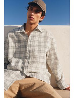 H&M - Men White Loose Fit Textu Shirt